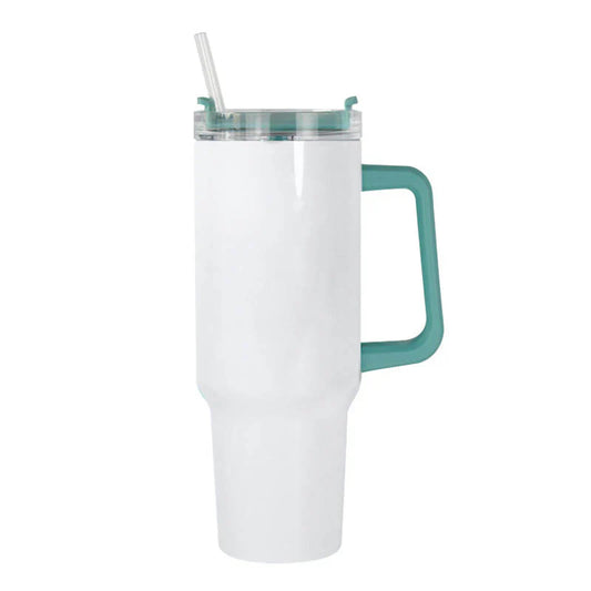 40oz Sublimation tumbler teal handle