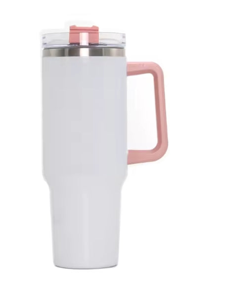 40oz Sublimation tumbler Pink Handle